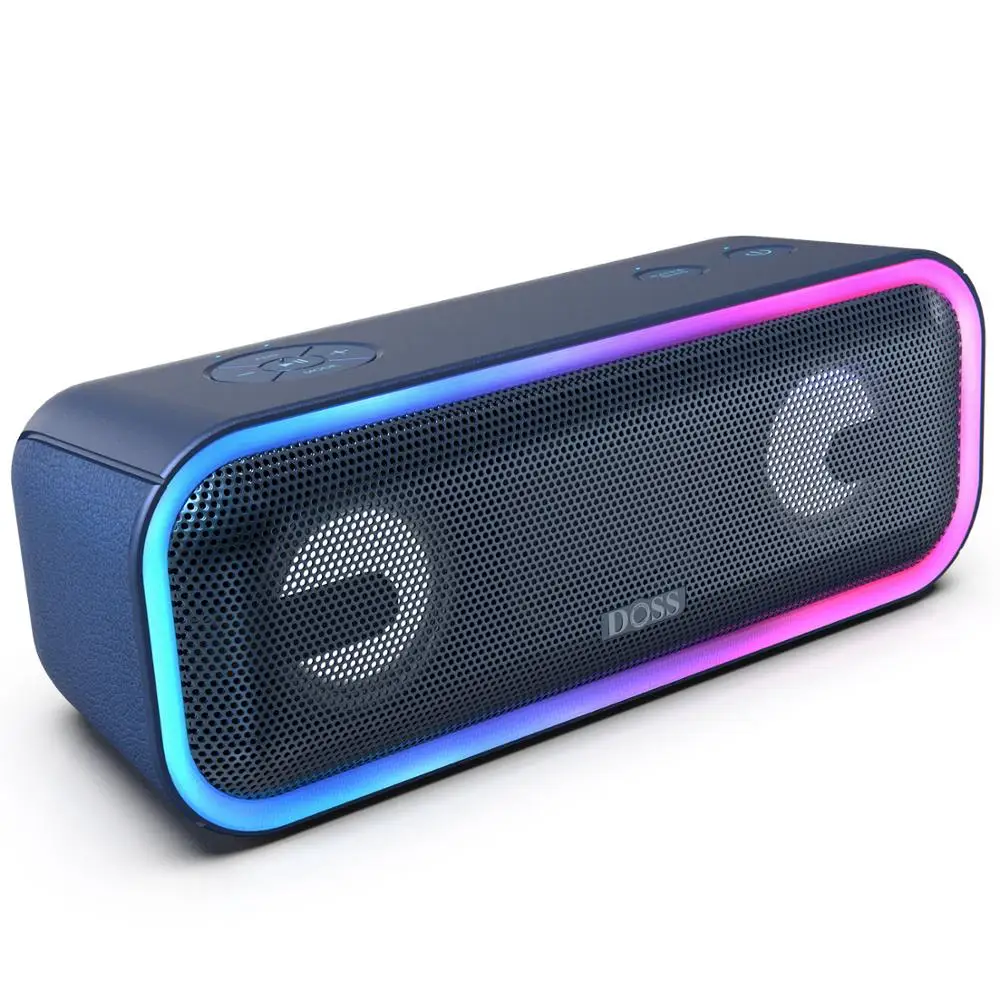 DOSS SoundBox Pro+ TWS беспроводной bluetooth-динамик 24 Вт впечатляющий звук с глубокими басами смешанные цветные огни настоящий стерео звук - Цвет: Синий