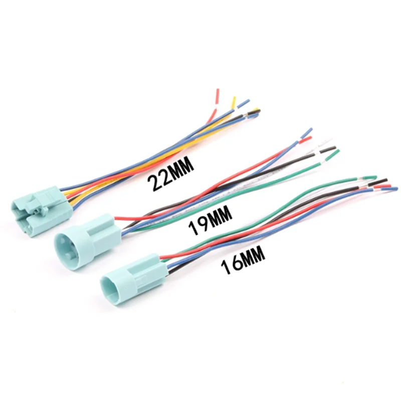 Разъем типа 16 мм, 19 мм, 22 мм, 25 мм, 30 мм для металлического нажимного элемента, проводка 5 проводов, стабильная лампа, кнопка освесветильник, клеммы, основание