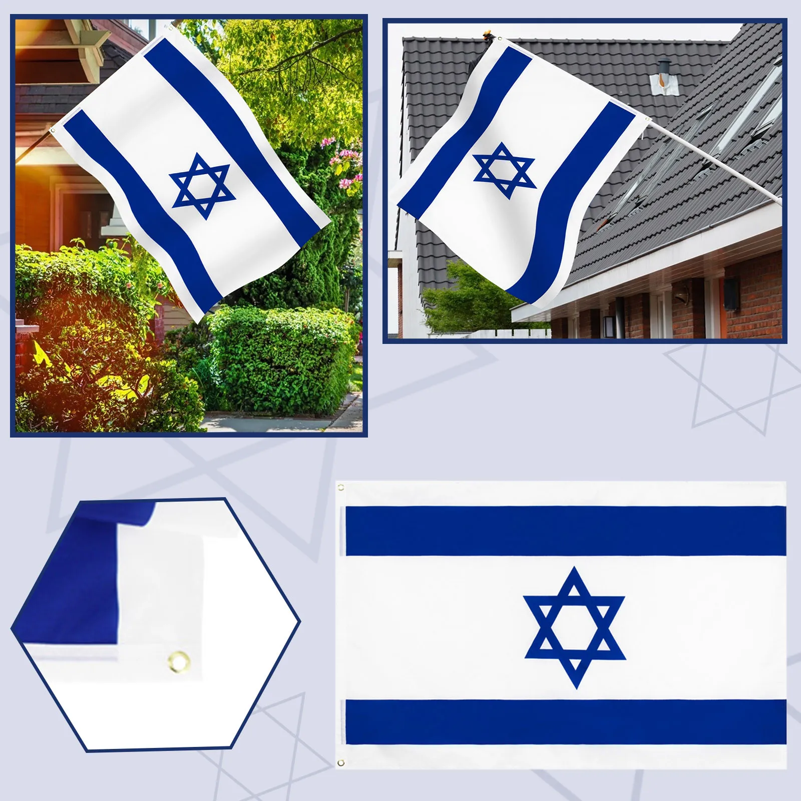 Флаг Израиля 3 Х5 футов устойчивый к УФ-выцветанию Холщовый наконечник и флаги с