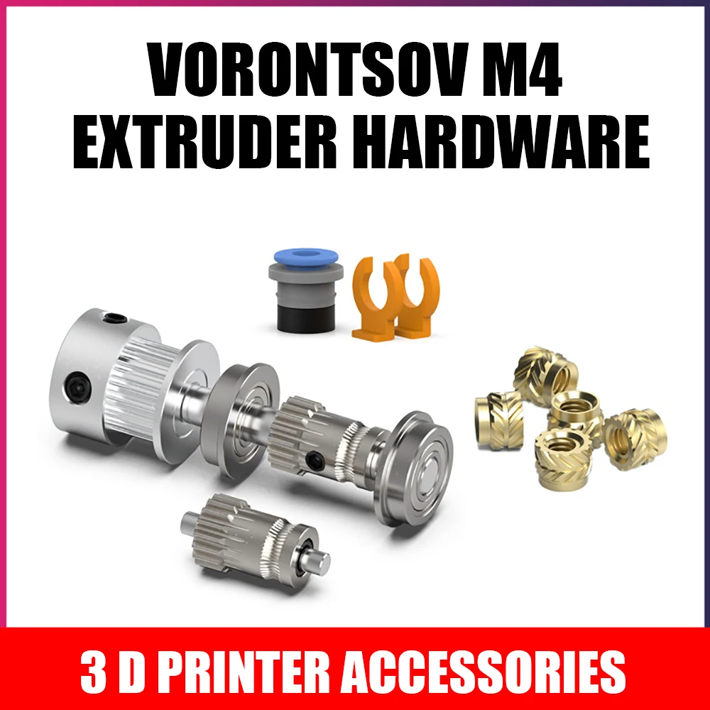 

3D Printer M4 Extruder Kit 2GT 20T Tooth Pulley 188-2GT Belt Loop 5x50mm Shaft Bearing F625-2RS Dual Gear Motion for Voron