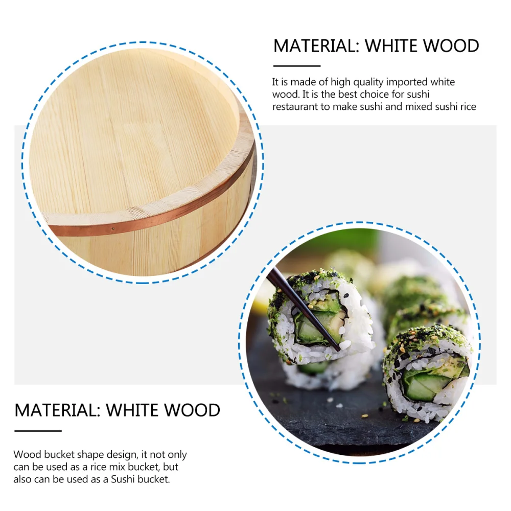 

1pc Wooden Japanese Sushi Rice Bucket Korean Rice Mix Bucket (Burlywood)