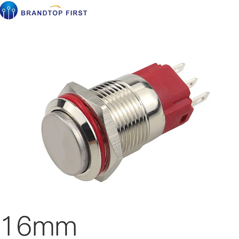 16 мм 19 Мгновенный металлический кнопочный переключатель самоблокирующаяся 3