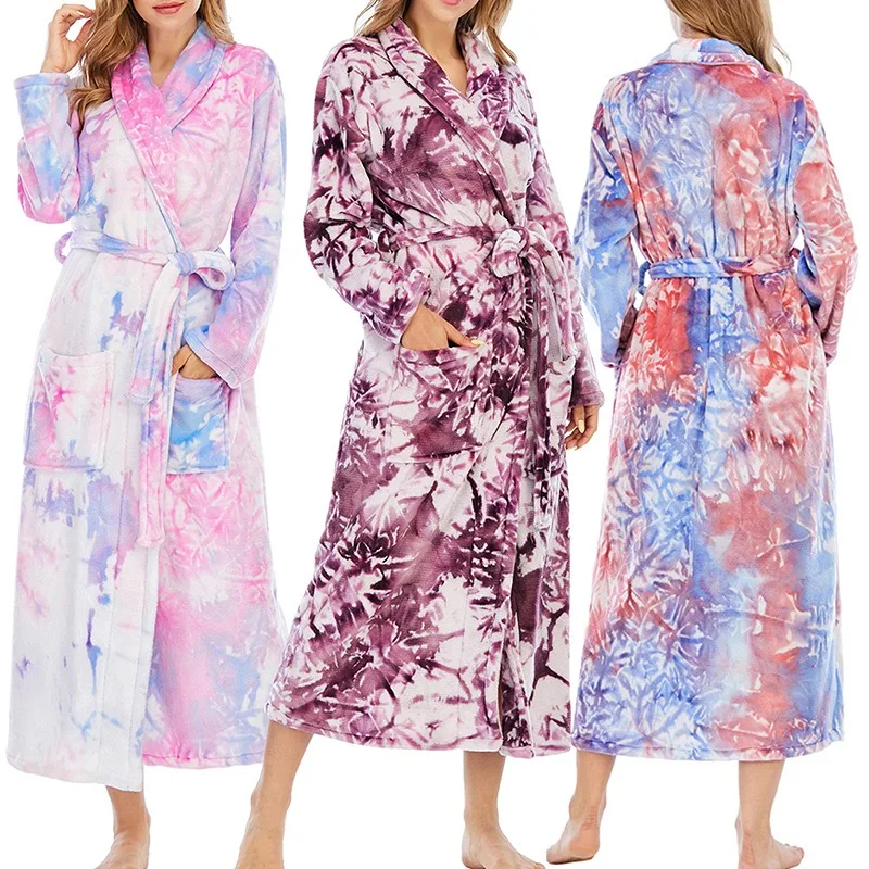 

Fashion Women Bathrobe Coral Fleece Robe Sweet Top Robe Winter Women Long Gown Elegant Bathrobe Warm Robe For Ladies Homewear