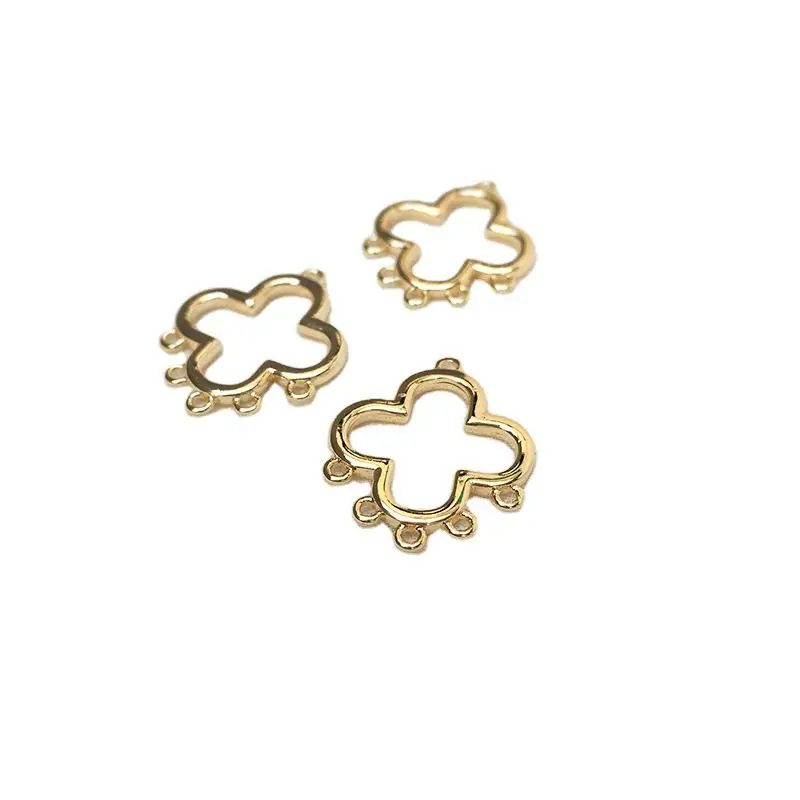 

Promotion 14K True Gold Color-Preserving Copper Luck Leaf Earring Charms With Rings DIY Jewelry Making Findings Accessories