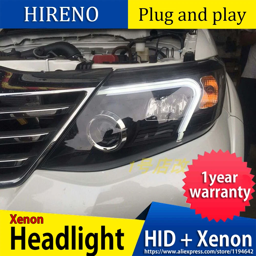 Стайлинг автомобиля светодиодный ная фара для Toyota Fortuner фары Угловые глаза drl H7 hid