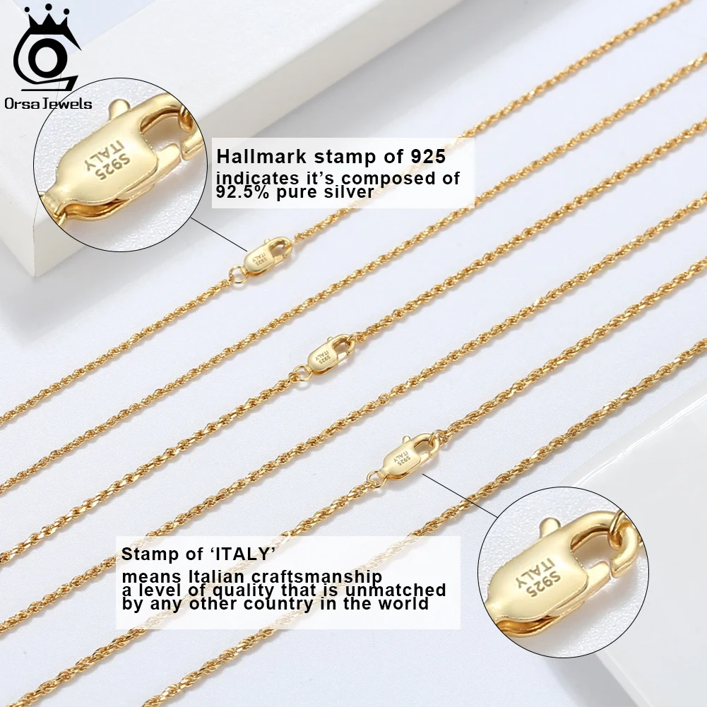 ORSA JEWELS 18K золото подлинное 925 пробы серебро 1 7 мм бриллиантовая цепочка ожерелье