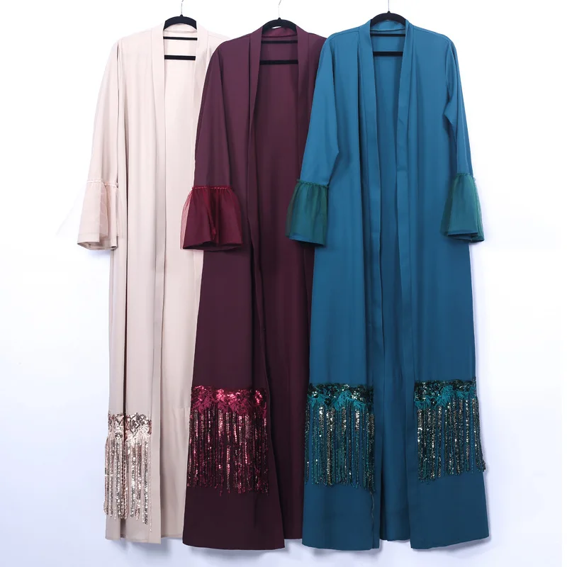 Дубайская женская мусульманская абайя открытый кардиган исламский арабский