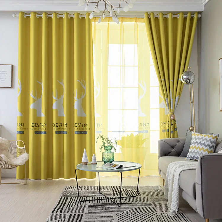 Нордическая Затемняющая занавеска с желтым полосатым принтом ткань для гостиной