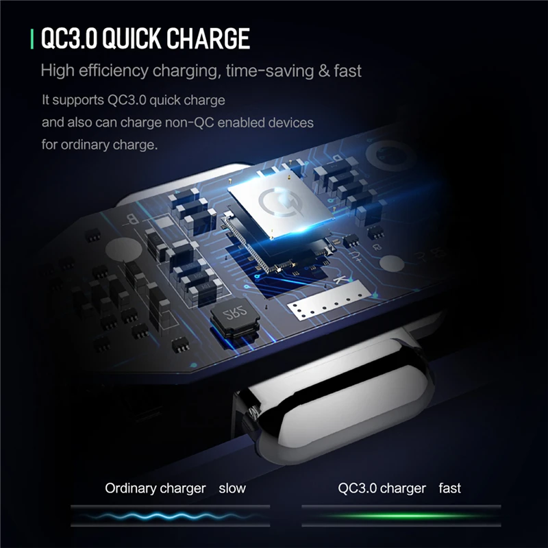 ROCK QC 3 0 Металлический Двойной USB телефон автомобильное зарядное устройство