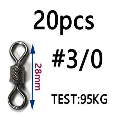 20pcs size 310 20 штук/50 шт высокое Скорость морской рыбалки тиснением прокатки «Три в одном» поворачивается на твердые кольца леска Разъем рыболовные снасти аксессуары - Цвет: 20pcs size 310