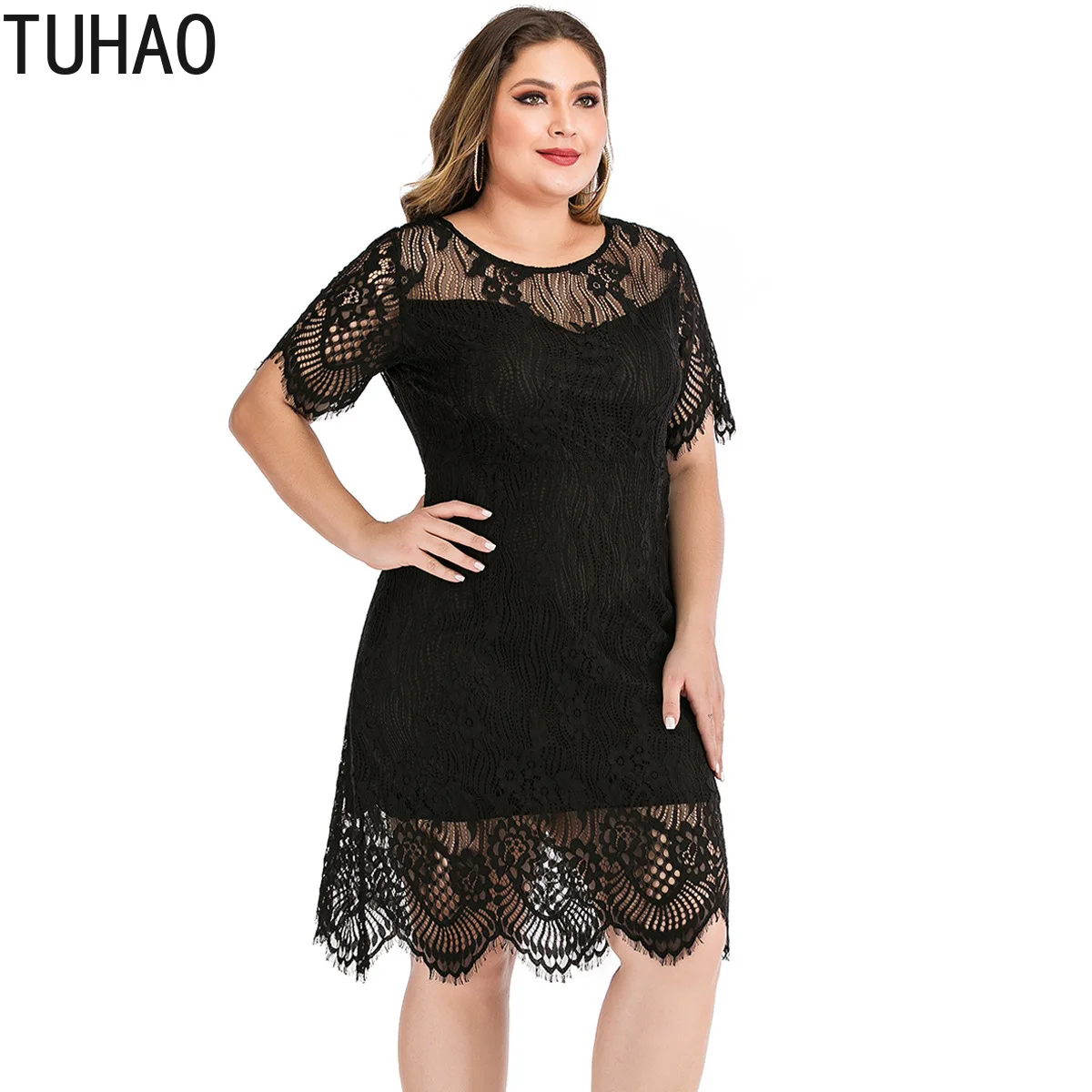 Женское вечернее платье TUHAO Черное Кружевное Платье для ночного клуба большие