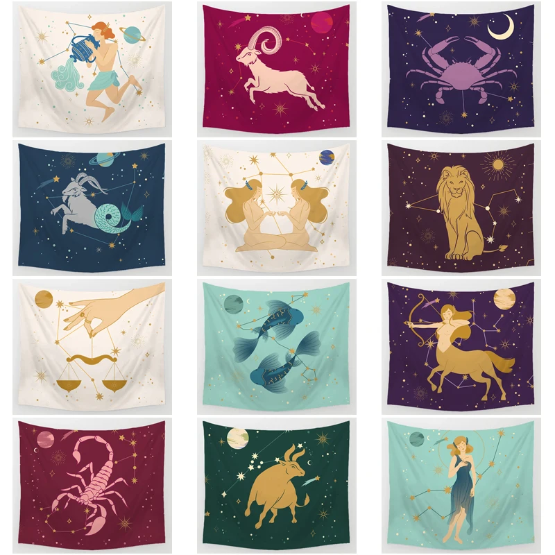 

Twelve constellation tapestry background cloth background wall decoration cloth tapestry wall hanging home decoration custom