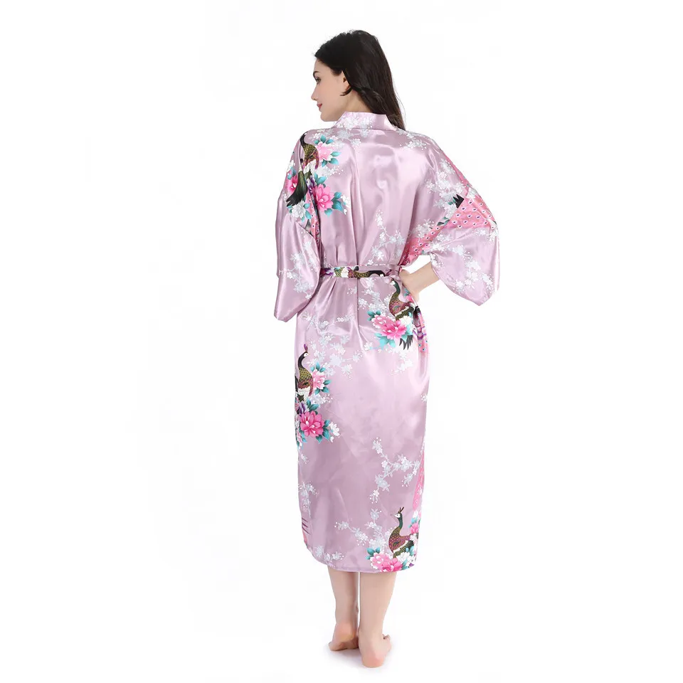 Женский халат с принтом павлина кимоно купальный сексуальная свободная ночная
