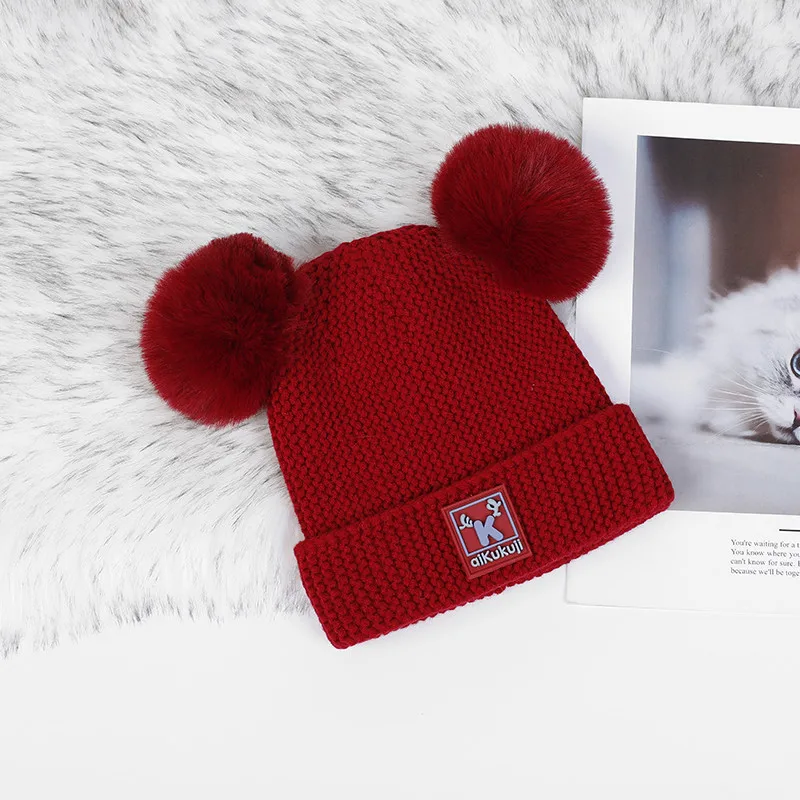 BNWIGE красивая девушка двойной помпон вязаная шапка Зима хлопок Кепки для