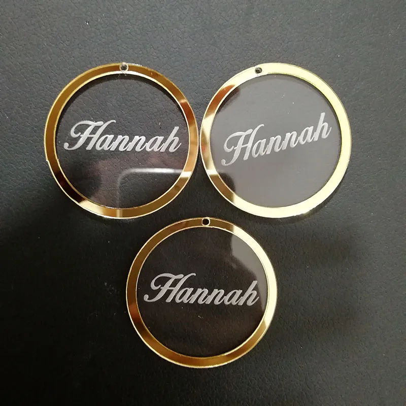 50 шт. Персонализированная круглая рамка свадебные имя и инициалы зеркальные