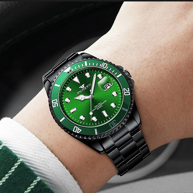 Мужские кварцевые часы светящиеся водонепроницаемые с календарем | Наручные