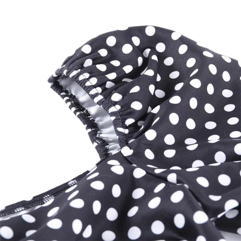 Платье женское в горошек пикантное стиле бохо с коротким рукавом-фонариком