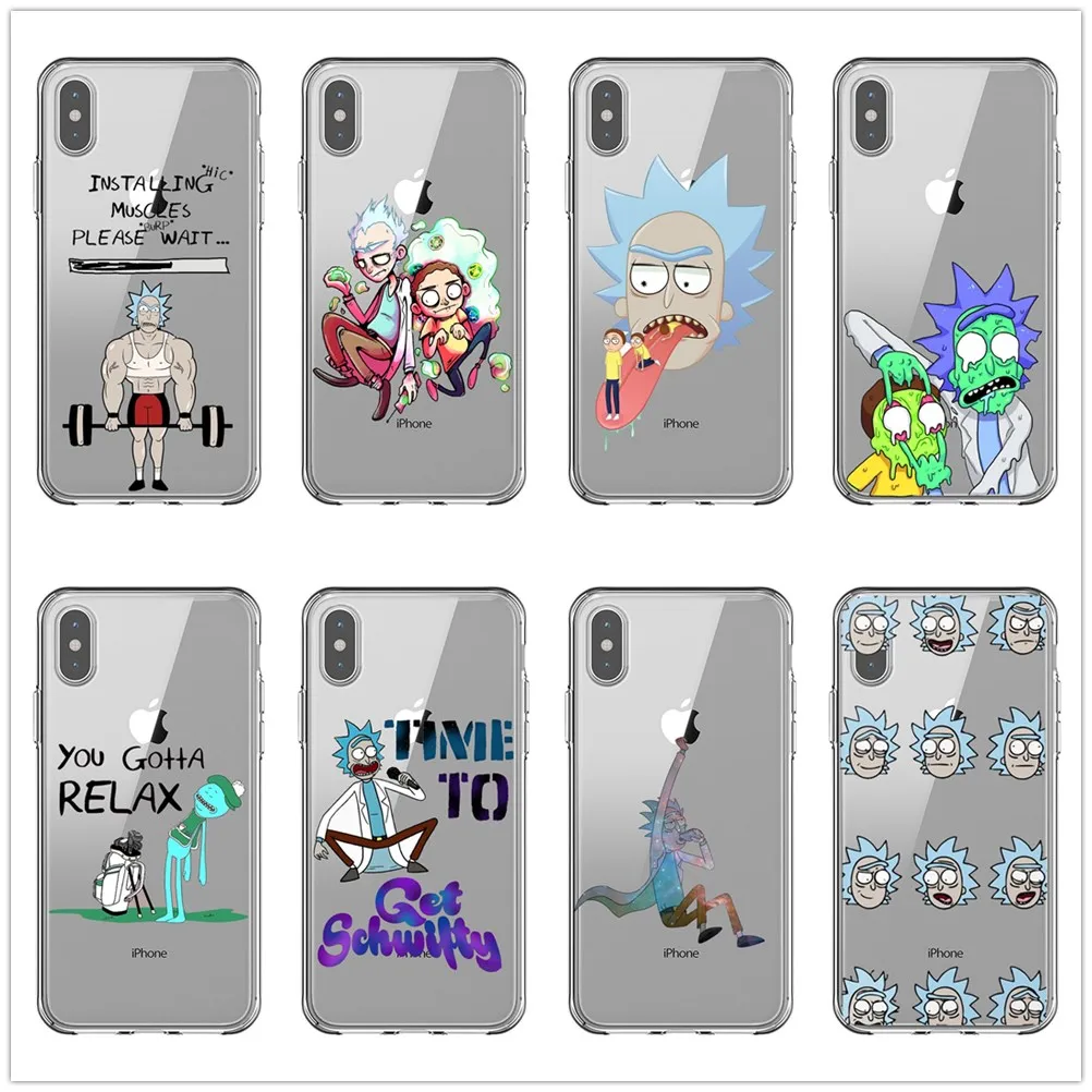 Забавный Мягкий силиконовый чехол Rick and Morty из ТПУ для Iphone X MAX XR 8 8Plus 7 7Plus 6 6S Plus SE 5s