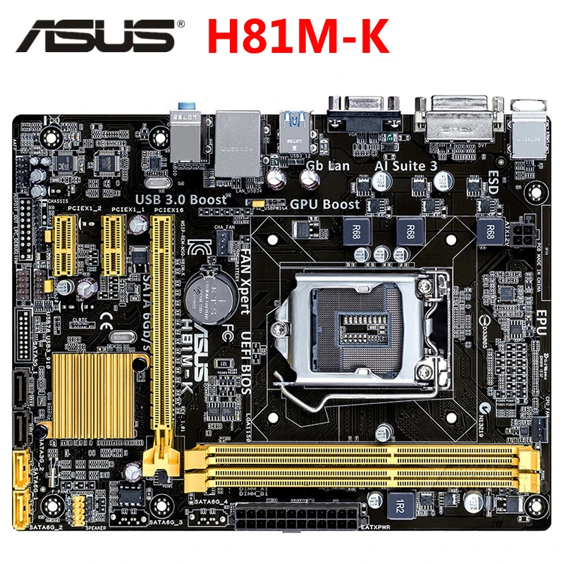 Материнская плата ASUS H81M-K Micro ATX LGA 1150 H81M DDR3 16 ГБ USB 3 0 H81MK б/у | Компьютеры и офис