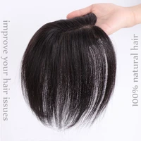 hair topper clip ons natural real hair black brown middle part hair piece wigs toupees for women half wig hair extensions
