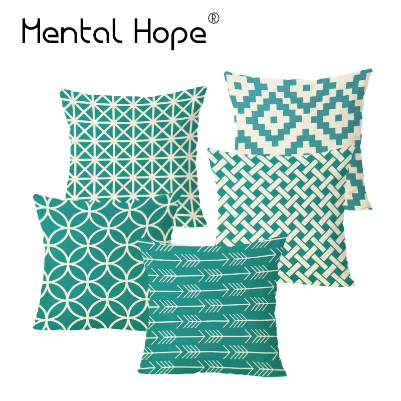 Наволочка для дивана из хлопка и льна с геометрическим рисунком | Дом сад