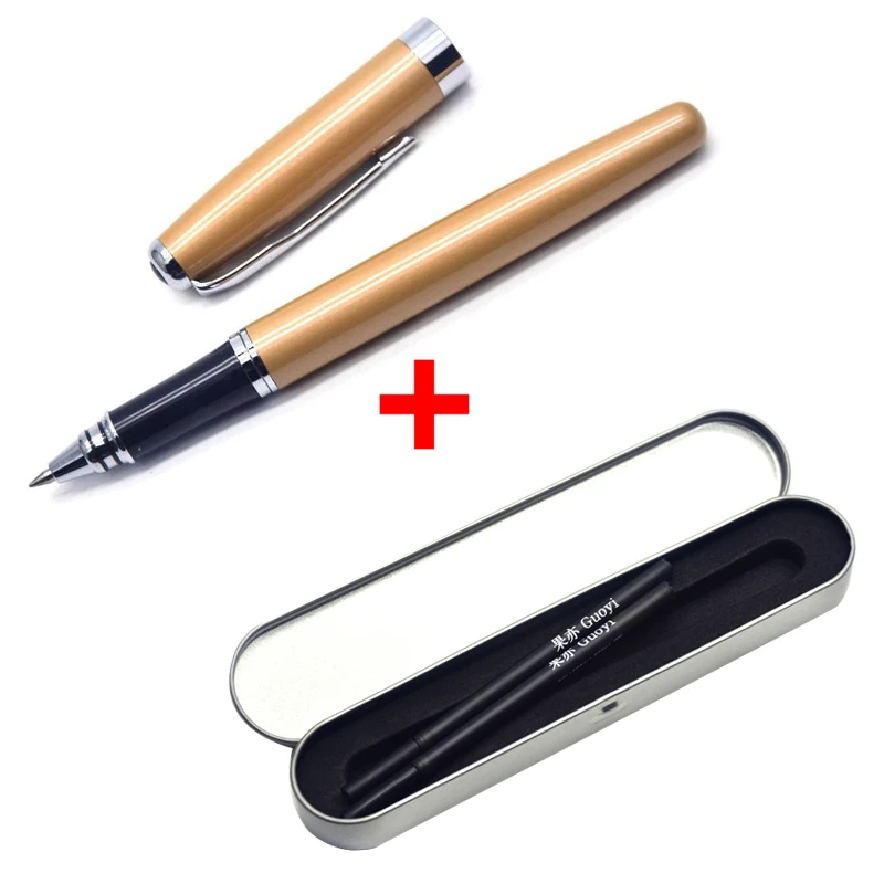 Gold box-Black ink CCCAGYA A201 китайский стиль многоцветный металлический корпус гелевая ручка. Канцелярские принадлежности для офиса и школы, 0,5 мм наконечник для письма металлические подарки ручка - Цвет: Gold box-Black ink