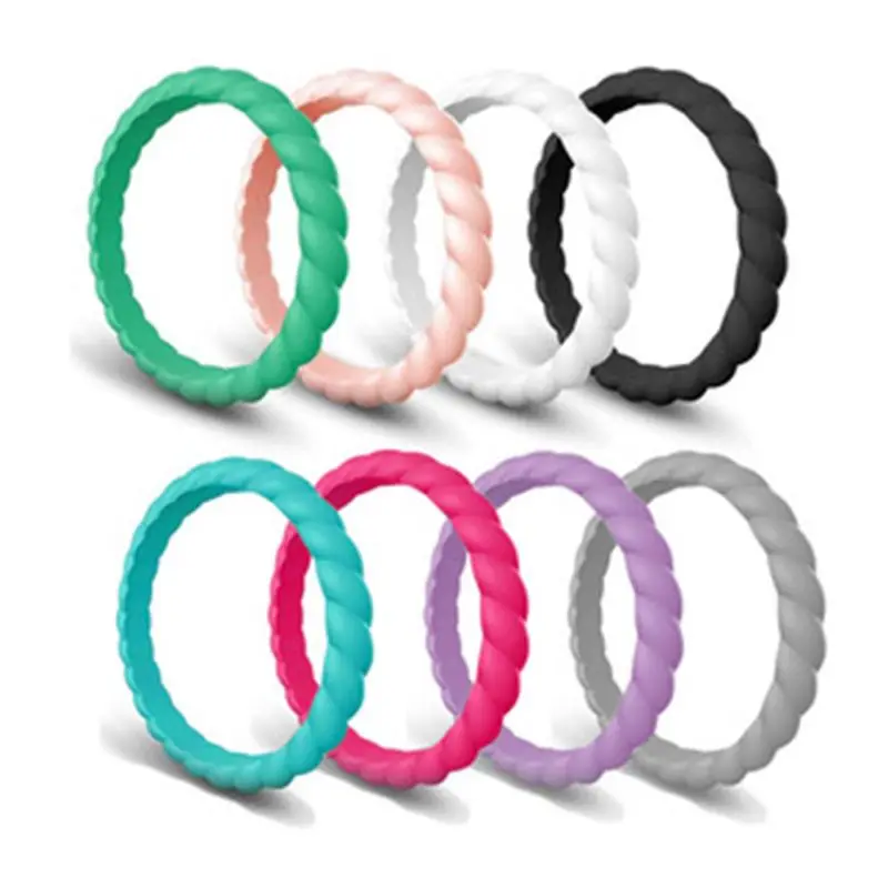 Женские тонкие поворотные кольца штабелируемые Силиконовые мягкие для спорта на