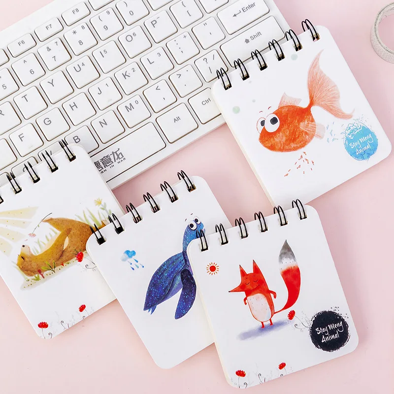 Новинка 2021 мультяшный портативный мини-блокнот на катушке Жесткий Чехол блокнот