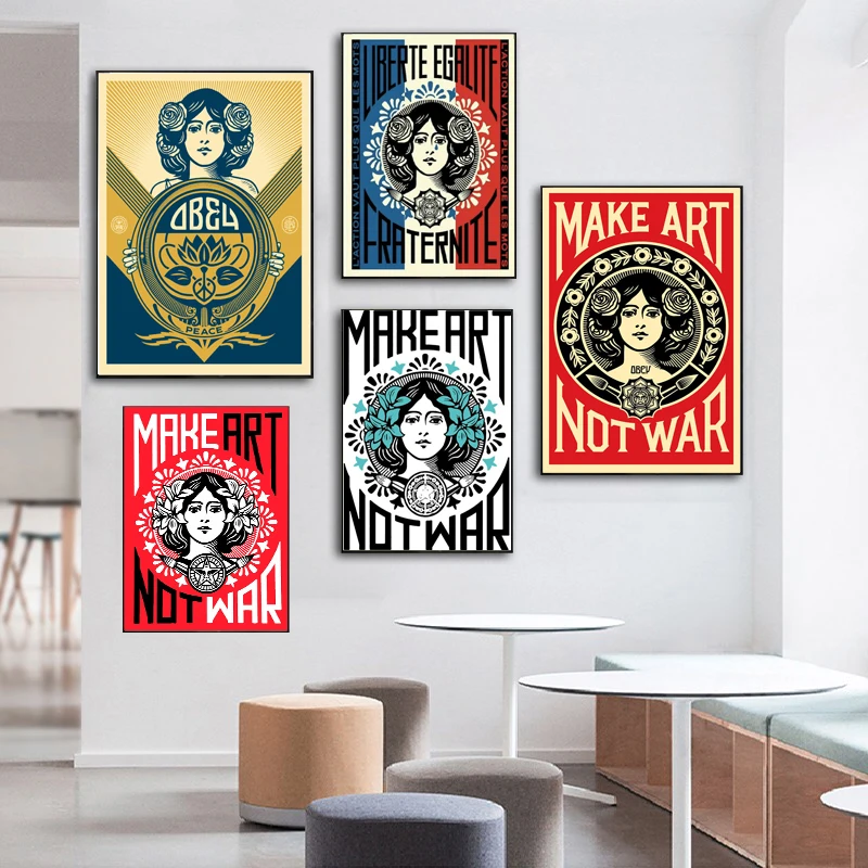

Canvas Painting Make Art Not War Wall Art Vintage Poster Print Wall Picture for Living Room for Bedroom Interior Home Decoration