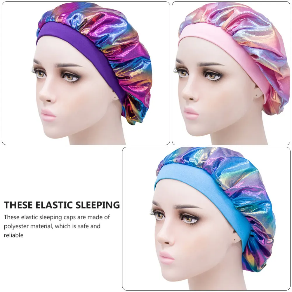 

6pcs Elastic Bathing Shower Cap Shower Hat Night Sleep Bonnet Sleeping Supplies