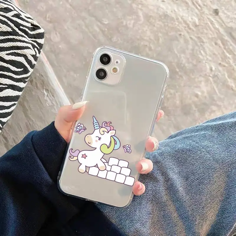 

Lovely Unicorn Horse Phone Case Transparent for iPhone 11 12 mini pro XS MAX 8 7 6 6S Plus X 5S SE 2020 XR