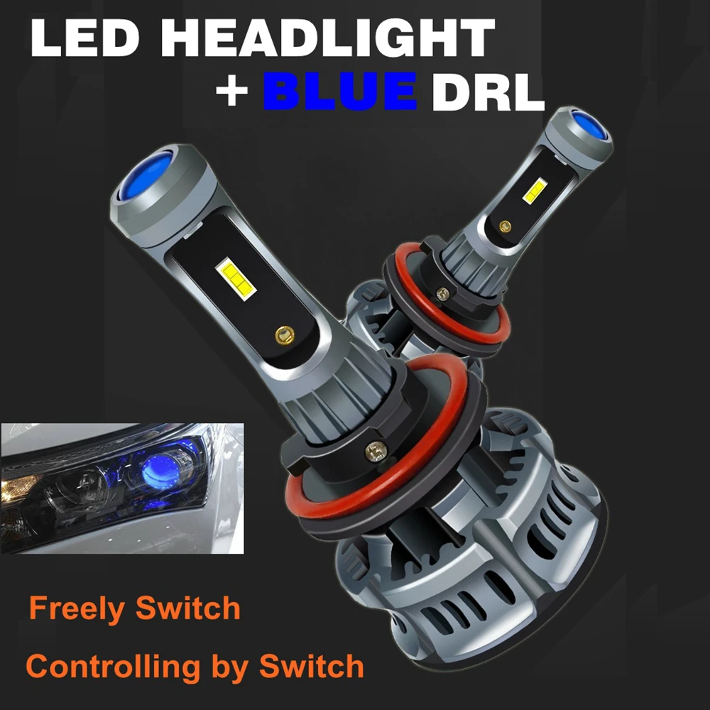 Светодиодный светильник с голубыми глазами автомобиля H7 светодиодный лампы