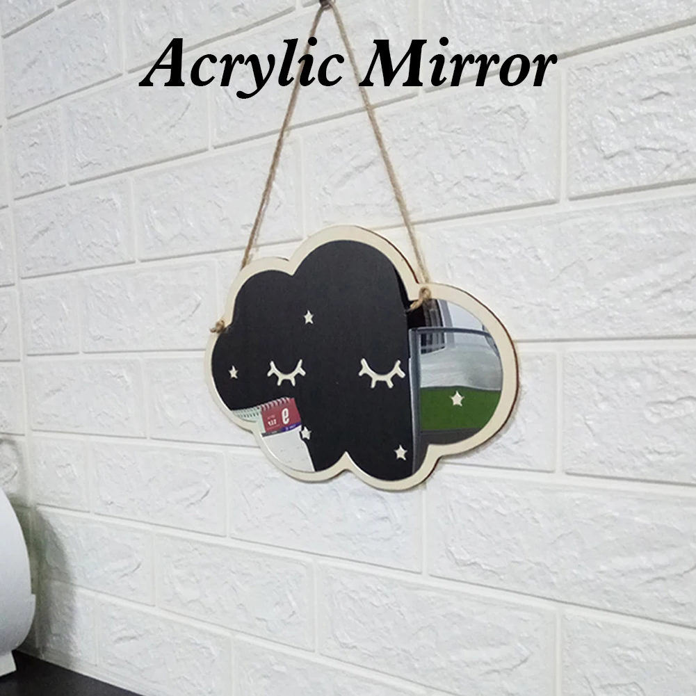 

Removable Acrylic Mirror Cloud Shape with Wood Frame Home Wall Decoration for Play Room Bedroom