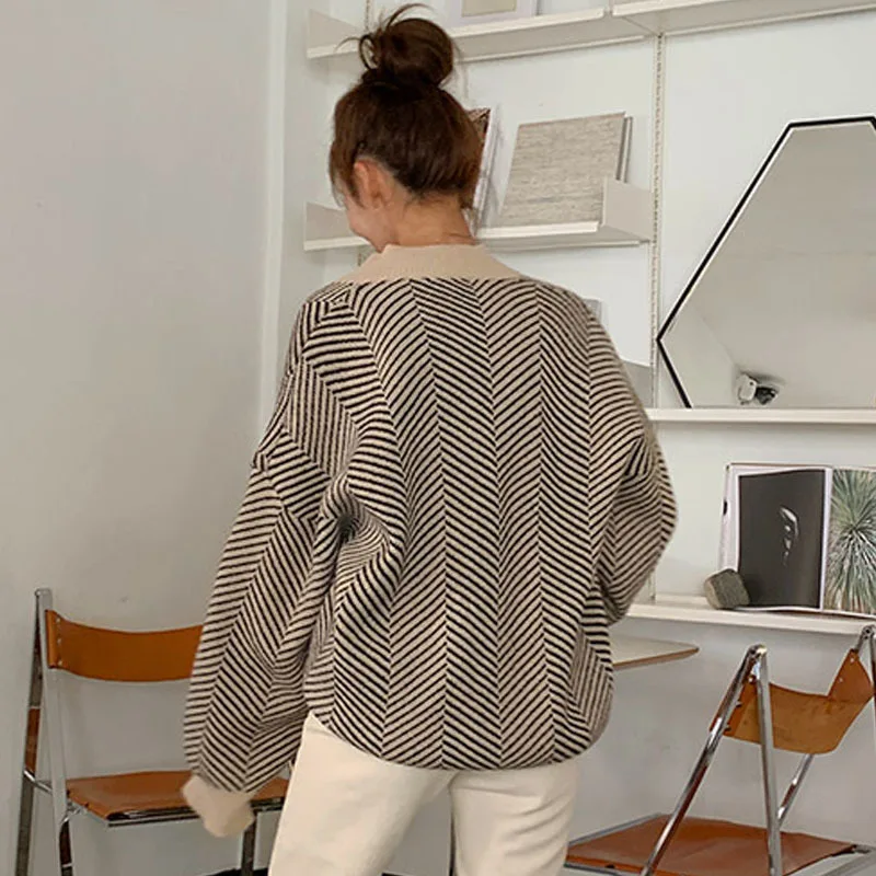 Korean Style Single Breasted V-Neck Women Button Black Cardigan Sweater Knitted Loose Oversized Jumper Top Jacket Coat 12031 |