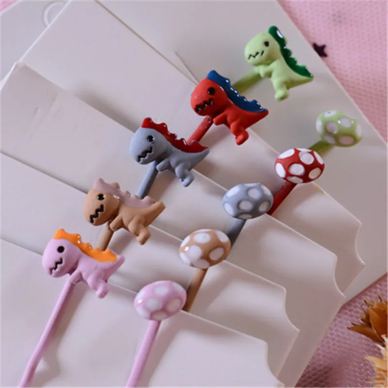 Красочная милая заколка для волос с изображением динозавра из мультфильма одним