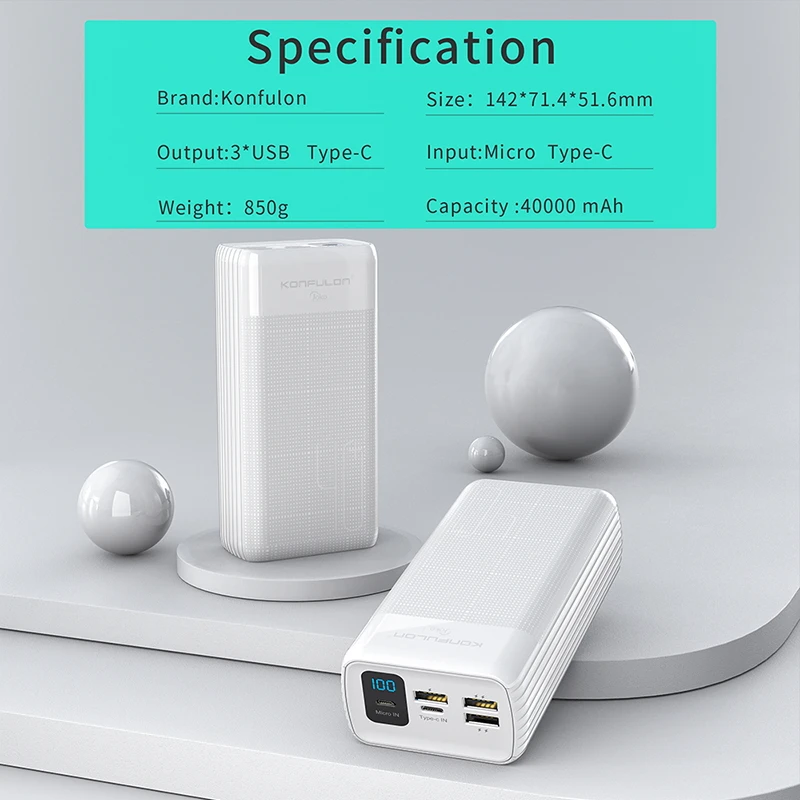 led type c inputoutput powerbank 40000 mah two way quick charge power bank 15w pd external battery charger for iphone xiaomi free global shipping