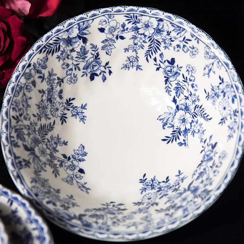 Экспорт Великобритании Бытовая Посуда и тарелки наборы синий белый керамика s