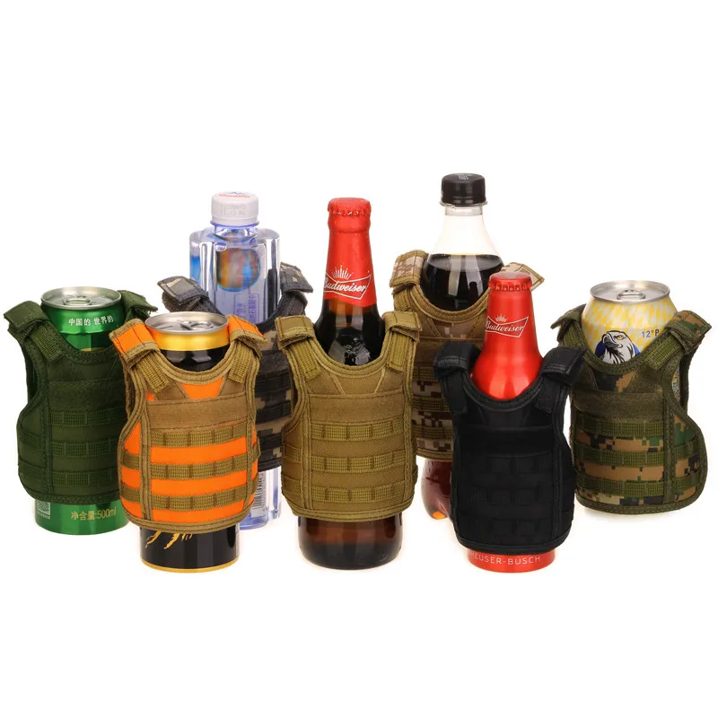 

Tactical Beer Bottle beer vest Cover Military Mini Miniature Molle Vest Personal Bottle Drink Set Adjustable Shoulder Straps