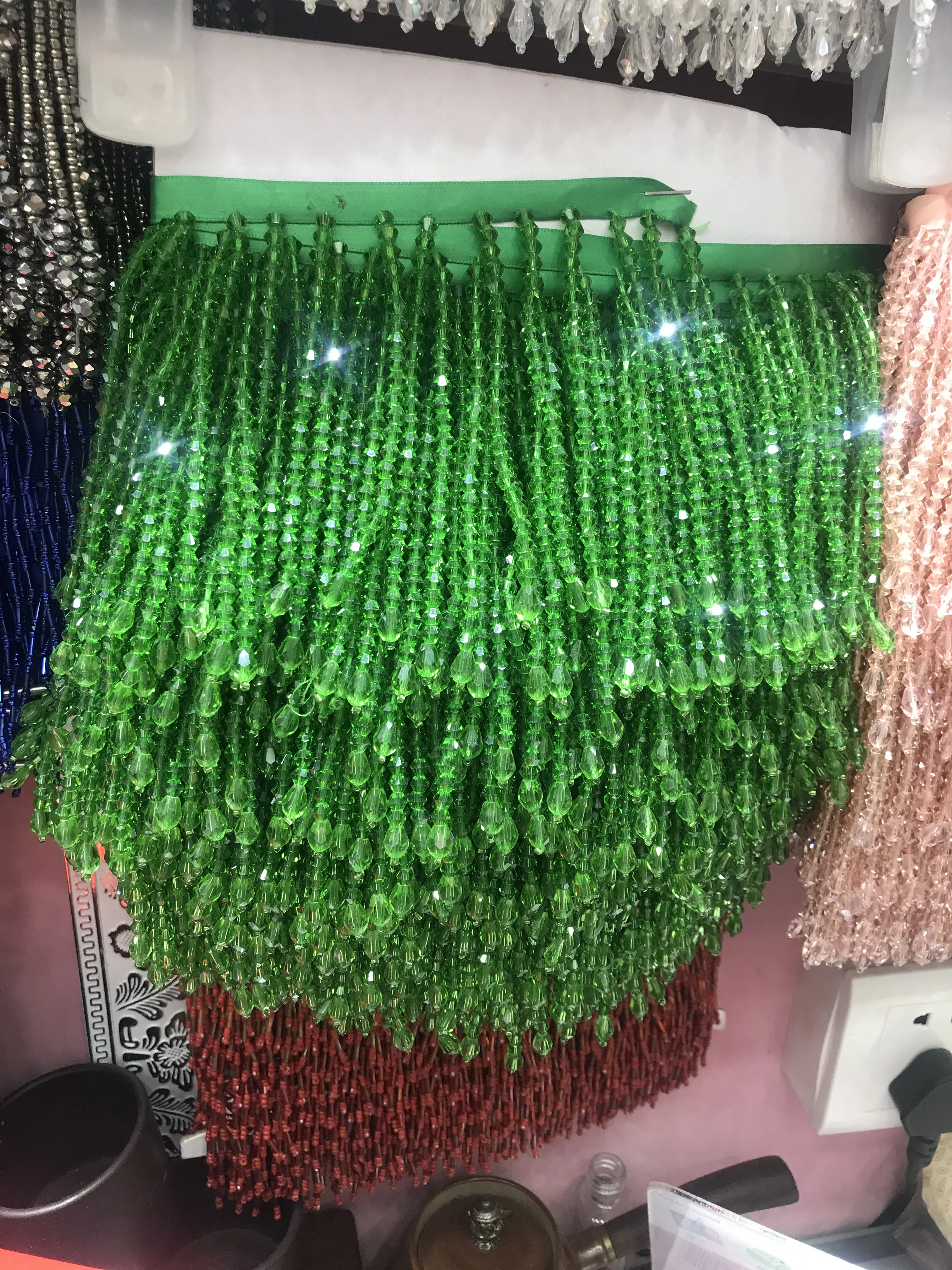 Зеленая бахрома ручной работы 8 10 см ширина 5 ярдов|Кисти бахрома| |