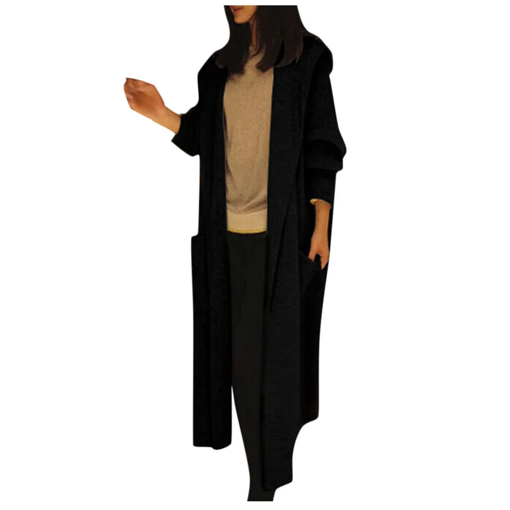 JAYCOSIN New Autumn 2019 Women Solid Color Knitted cardigan sweater coat long female Hooded knitted Outwear Coat jackets mujers |