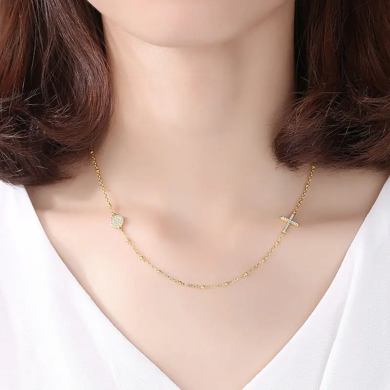 Ожерелье женское из серебра 925 пробы с крестом и микрофианитами 2019 | Украшения