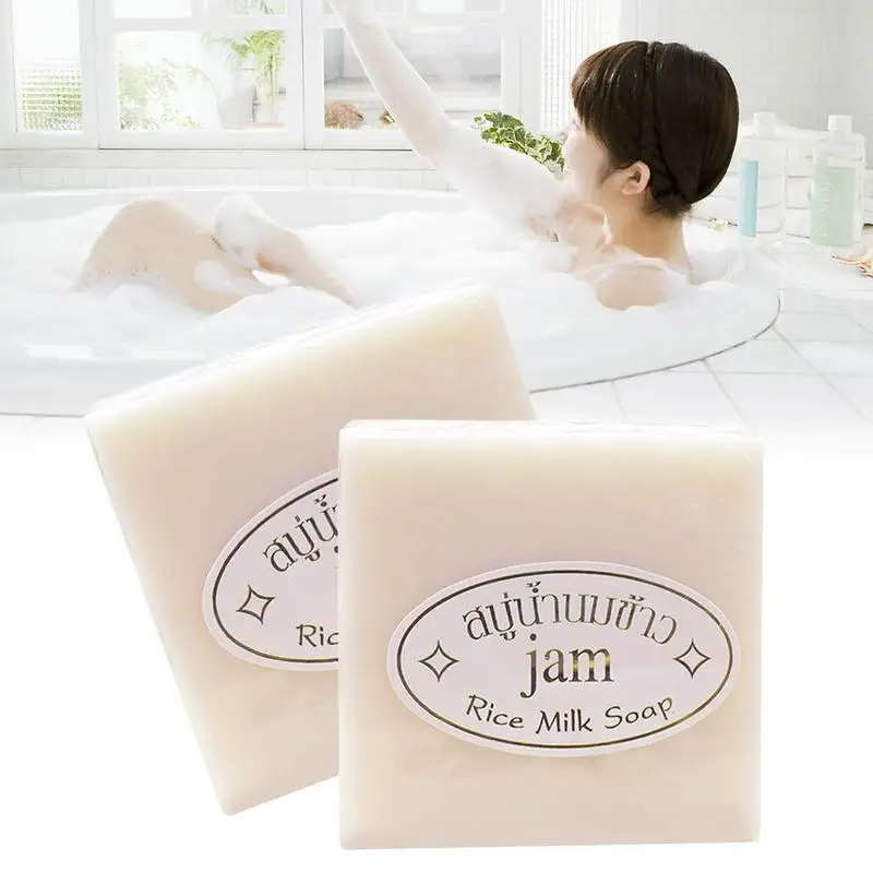 

Handmade Rice Soap Thai Jasmine Rice Collagen Vitamin Skin Whitening Bathing Oil Control Whitening Moisturizing Tools Refreshing