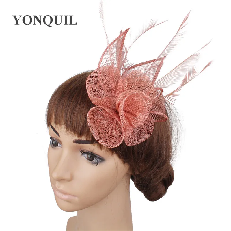 

Classic Fascinator Hats For Wedding Elegant Sinamay Headpiece On Hair Clip Bride Party Hair Accessories Women Ladies Headwear