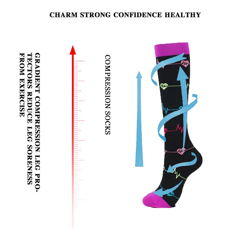 Милые Компрессионные носки для мужчин и женщин уличные спортивные велосипедные