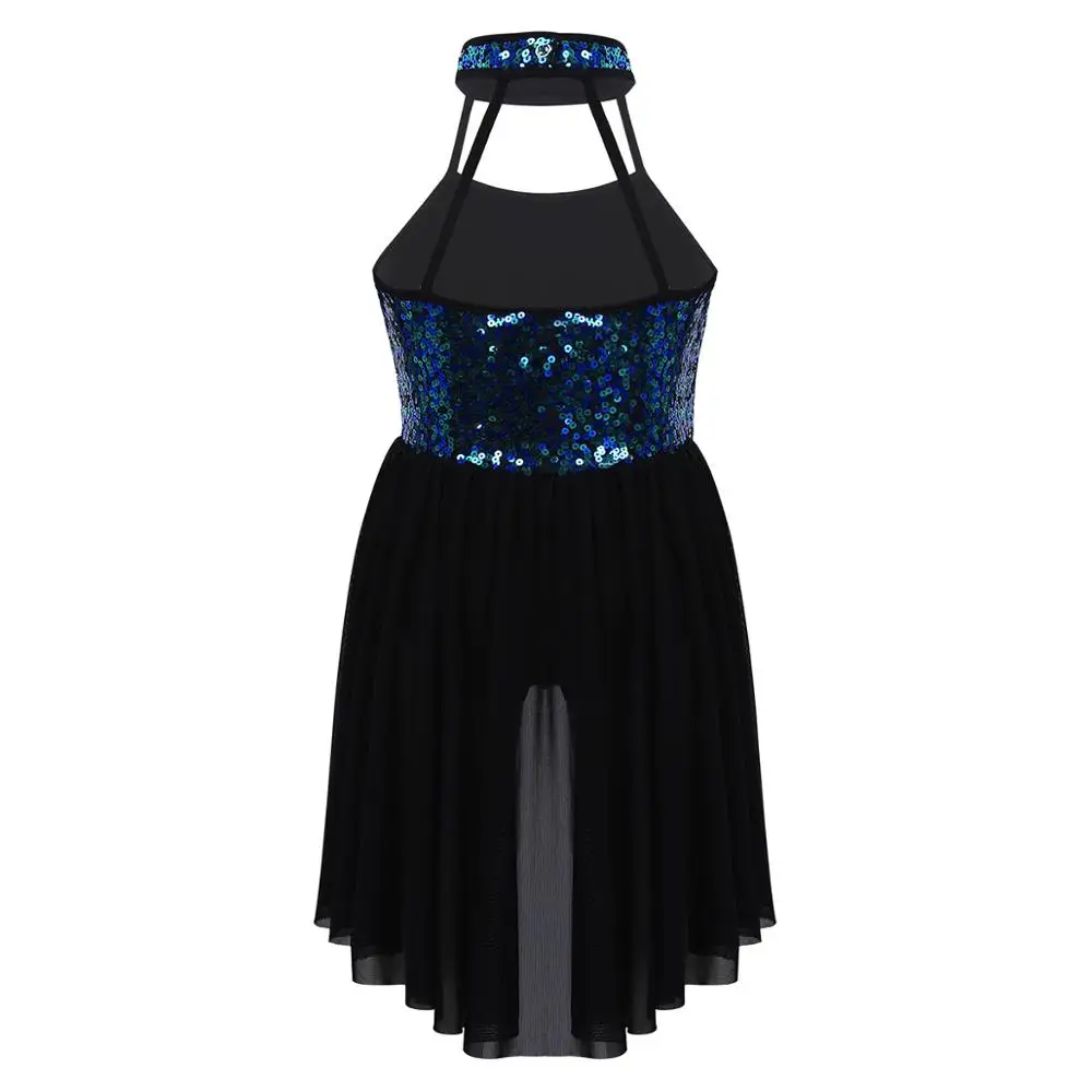 Детское гимнастическое трико для девочек платье-пачка с воротником-чокер