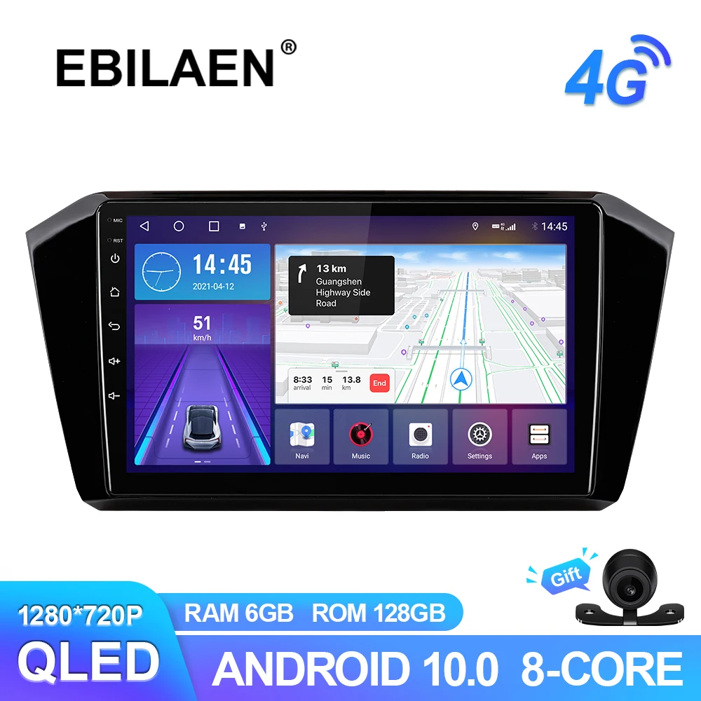 

EBILAEN Android 10.0 Car Radio Multimedia Player For VW Passat b8 2015-2020 Autoradio GPS Navigation Wireless Carplay QLED 4G