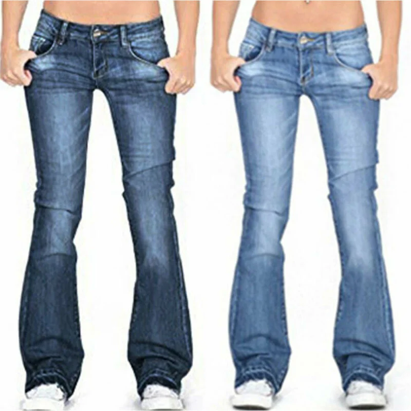 

Women's fashion camp jeans, elastic low waist jeans, with Bell and boot mouth