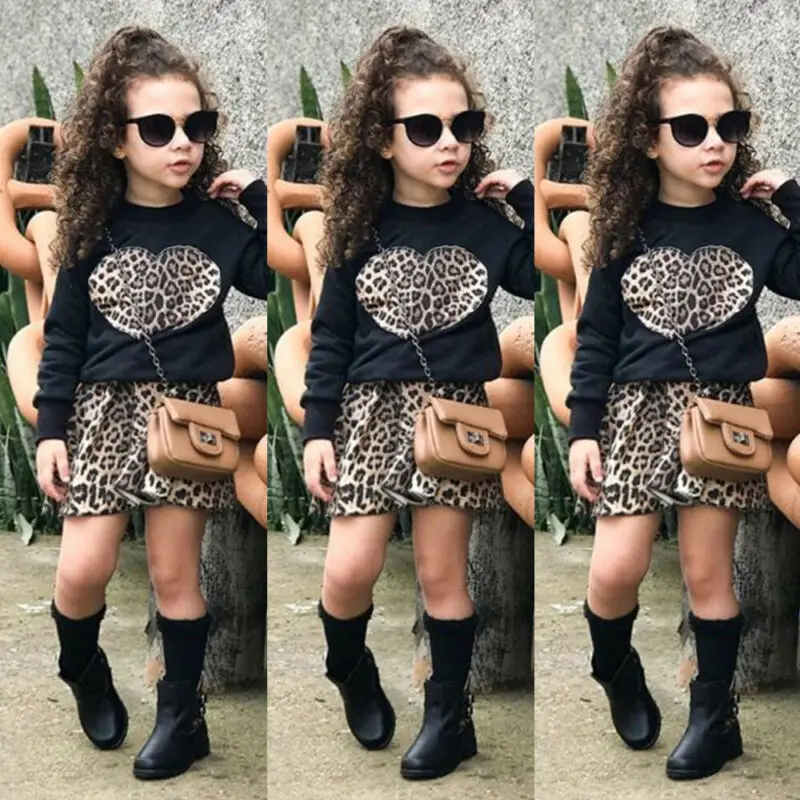Imcute/Новая модная зимняя одежда для маленьких девочек Леопардовый Свитшот топы