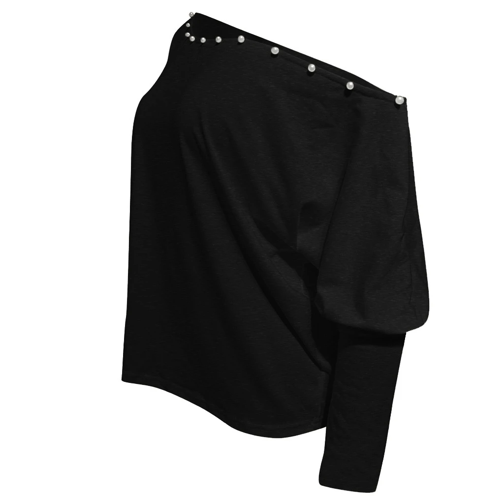 Женские Осенняя блузка со спущенными плечами пуловер свободного покроя с