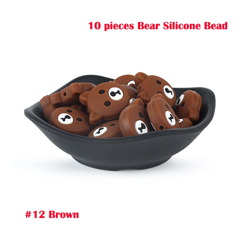12-10pcs Keep& Grow 10 шт медведь Силиконовые Бусины Прорезыватели в форме животных DIY грызунов жемчужные бусины пищевого качества силиконовые бусины BPA бесплатно детский подарок - Цвет: 12-10pcs